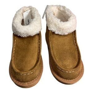 Baby Gap Cozy Tan Suede Boots with White Faux Fur Lining - Size 11